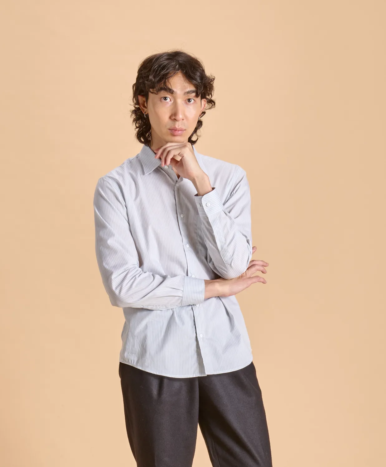 Soubacq Emile chemise popeline rayée bleu blanc