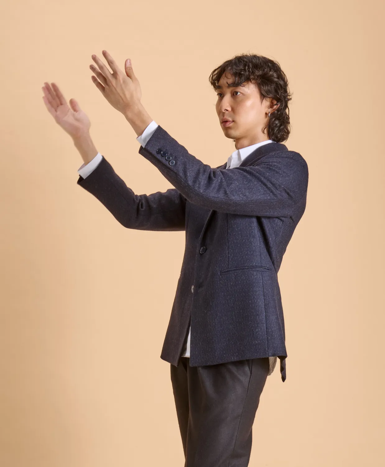 SOUBACQ Mondrian blazer laine bleu profond