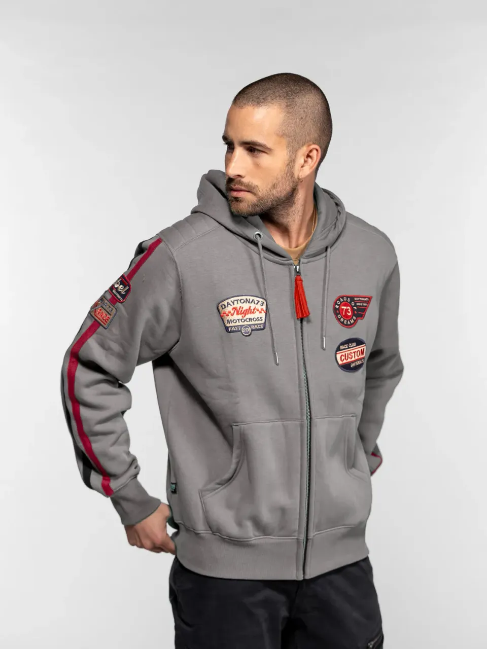 DAYTONA Cowl sweat capuche homme coton patchs racing