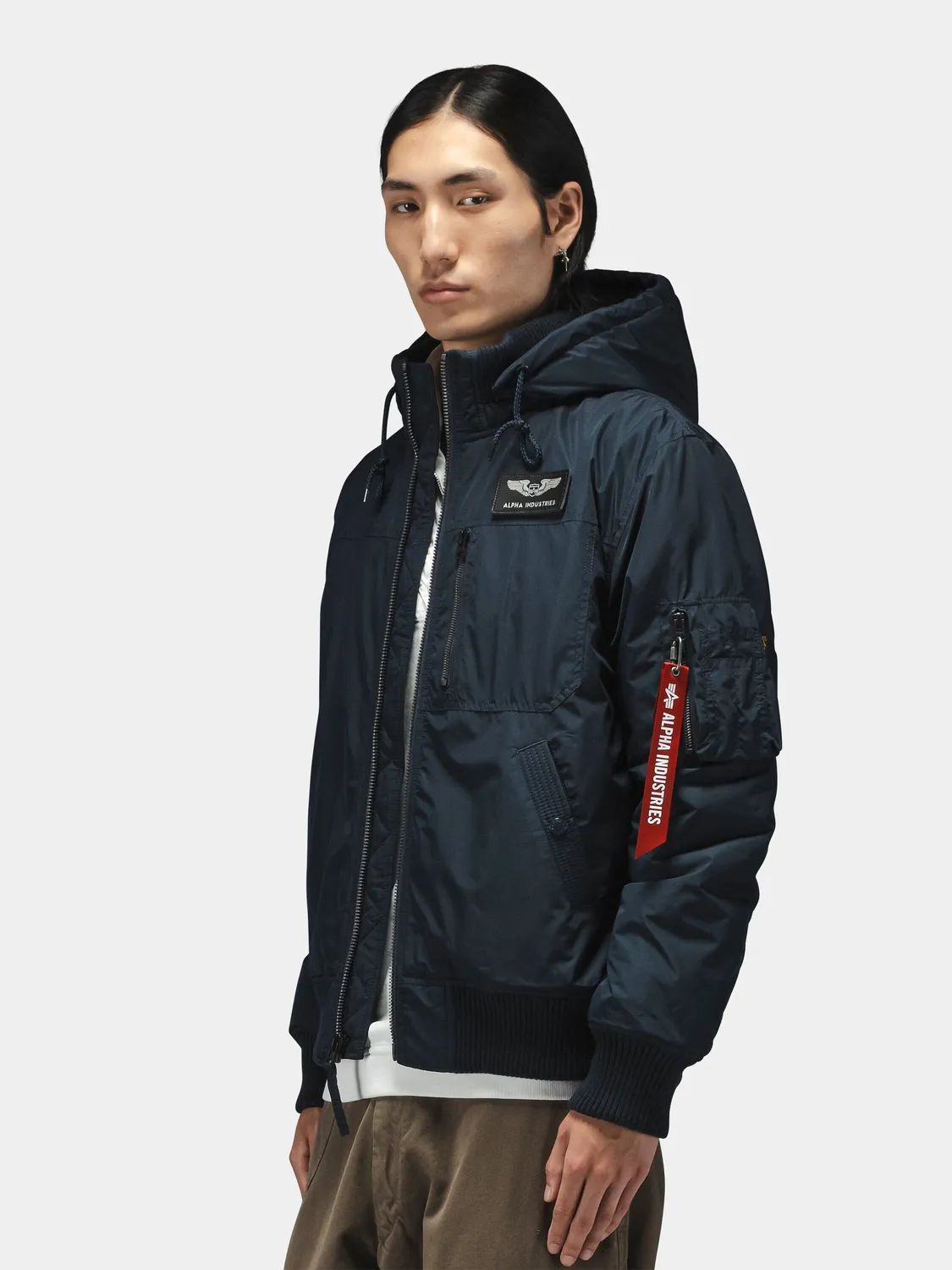 Alpha Industries MA-1 Hooded Rib bomber noir à capuche