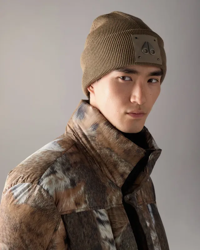 Moose Knuckles Logo Icon bonnet laine gris