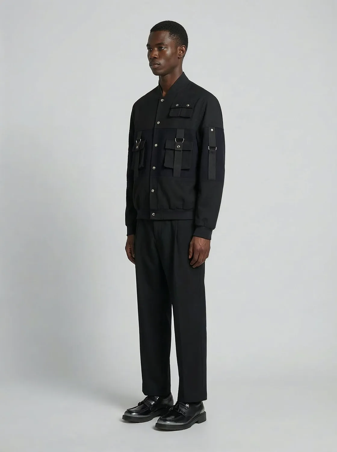 LEBRUN Bomber Noir Bleu Blouson Laine Cachemire