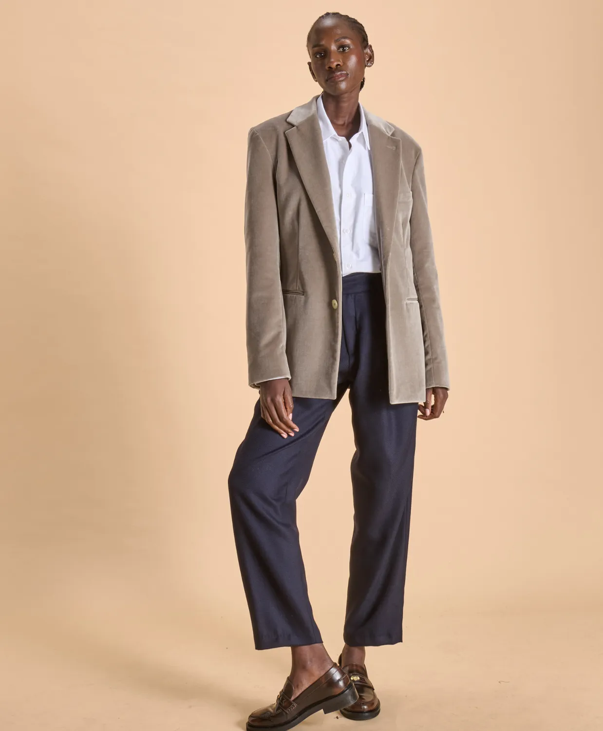 Soubacq Le Blazer Hippolyte velours marron glacé