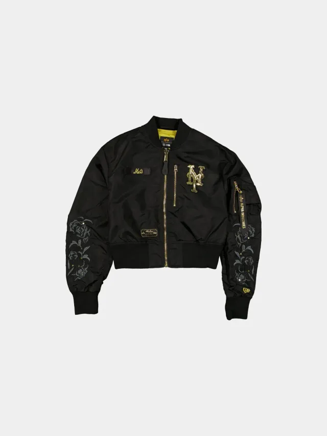Alpha Industries L-2B New York Mets bomber femme noir doré sequins