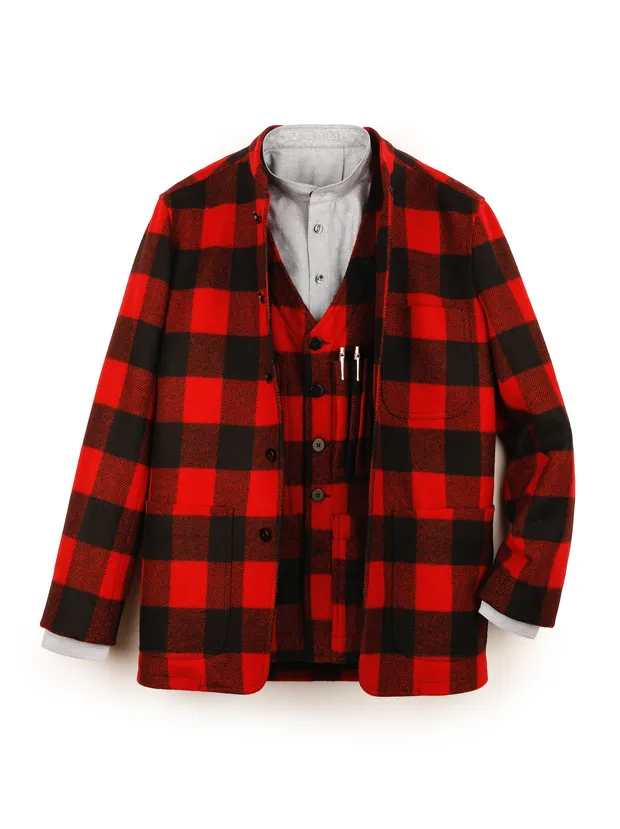 Hollington Tyrol veste laine carreaux noir rouge