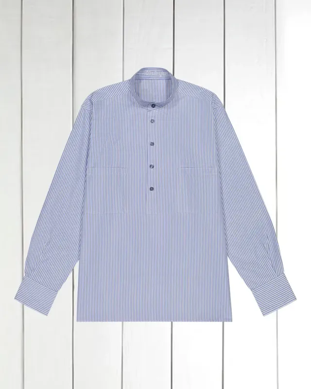 Hollington Luxury chemise col mao rayures bleu ciel