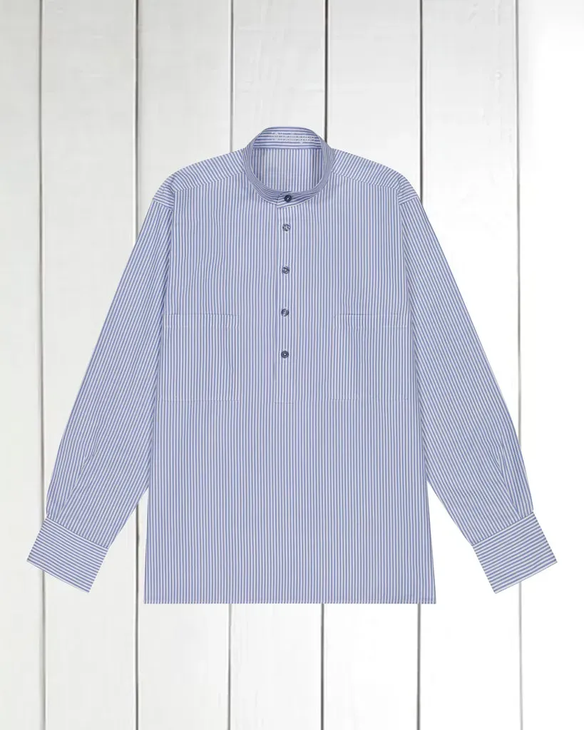 Hollington Luxury chemise col mao rayures bleu ciel