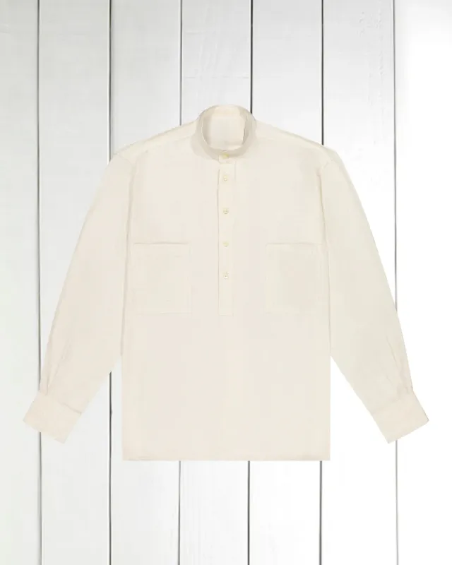 Hollington chemise col mao éco-viscose grège taille L