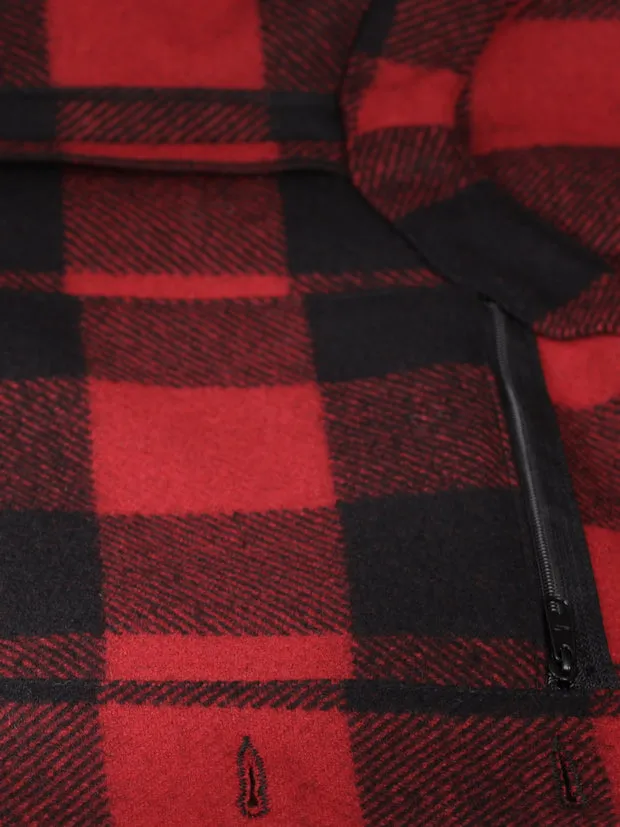 Hollington gilet laine carreaux noir rouge poches plaquées