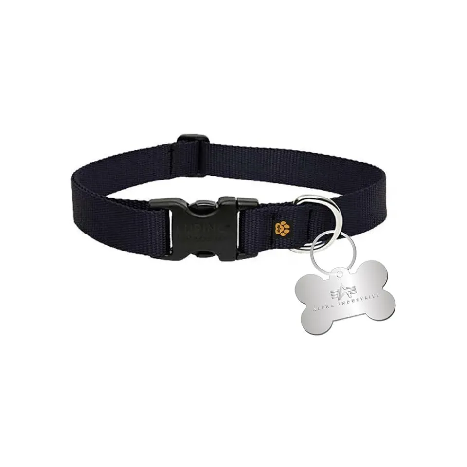 Alpha Industries Basic Dog Tag collier chien noir réglable