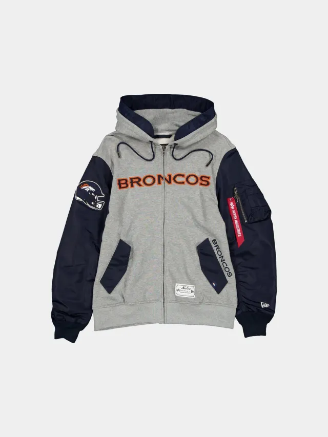 Alpha Industries MA-1 Denver Broncos sweat zippé bleu marine