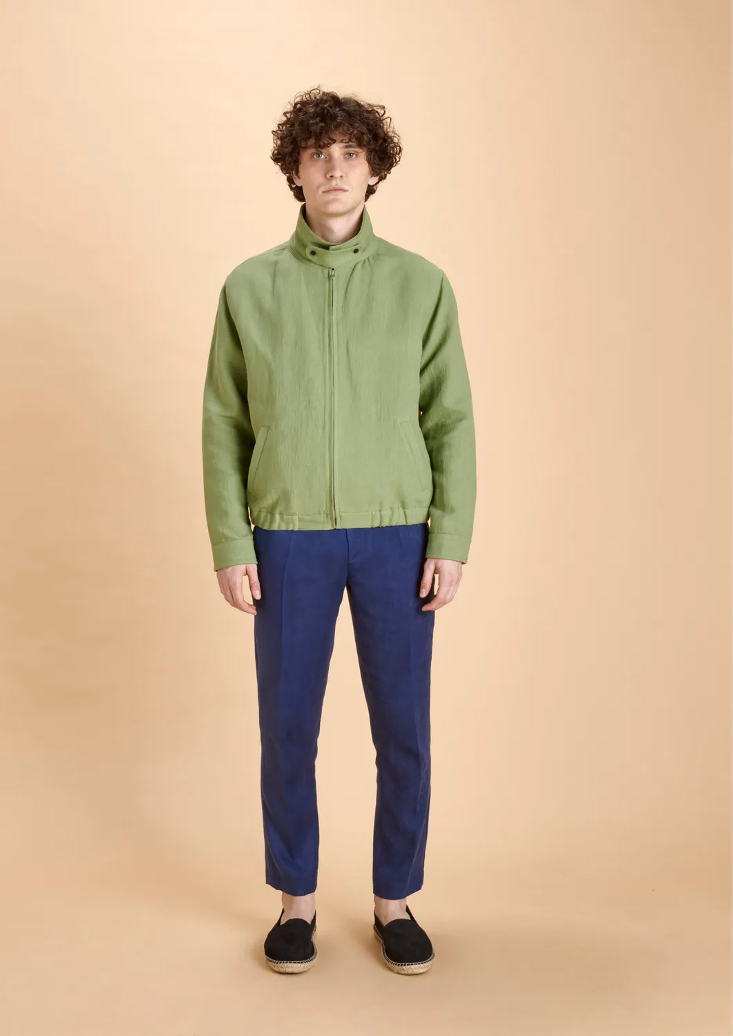 Soubacq Emilo blouson gabardine coton lin beige