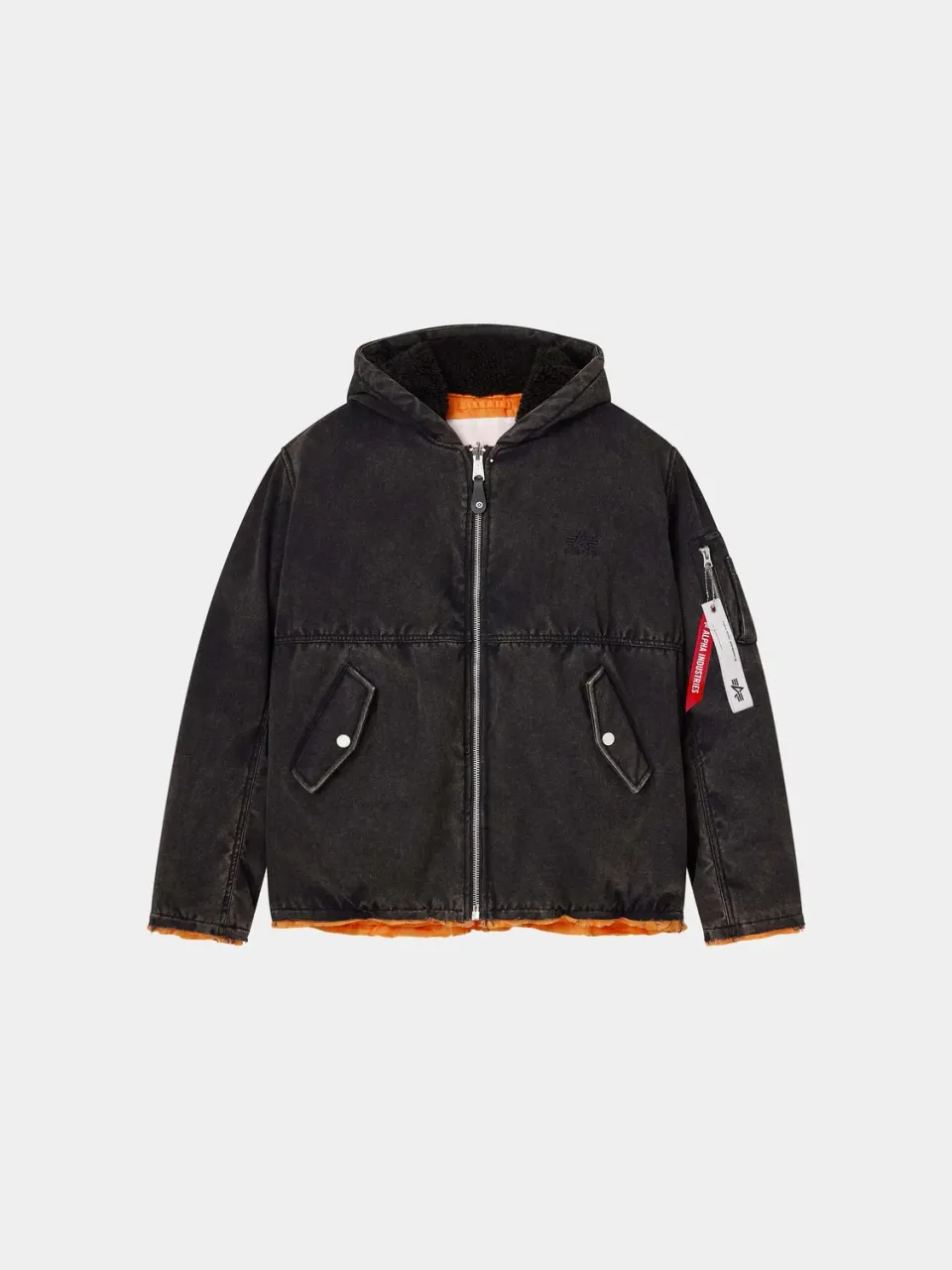 Purple x Alpha Hooded Bomber blouson noir oversize