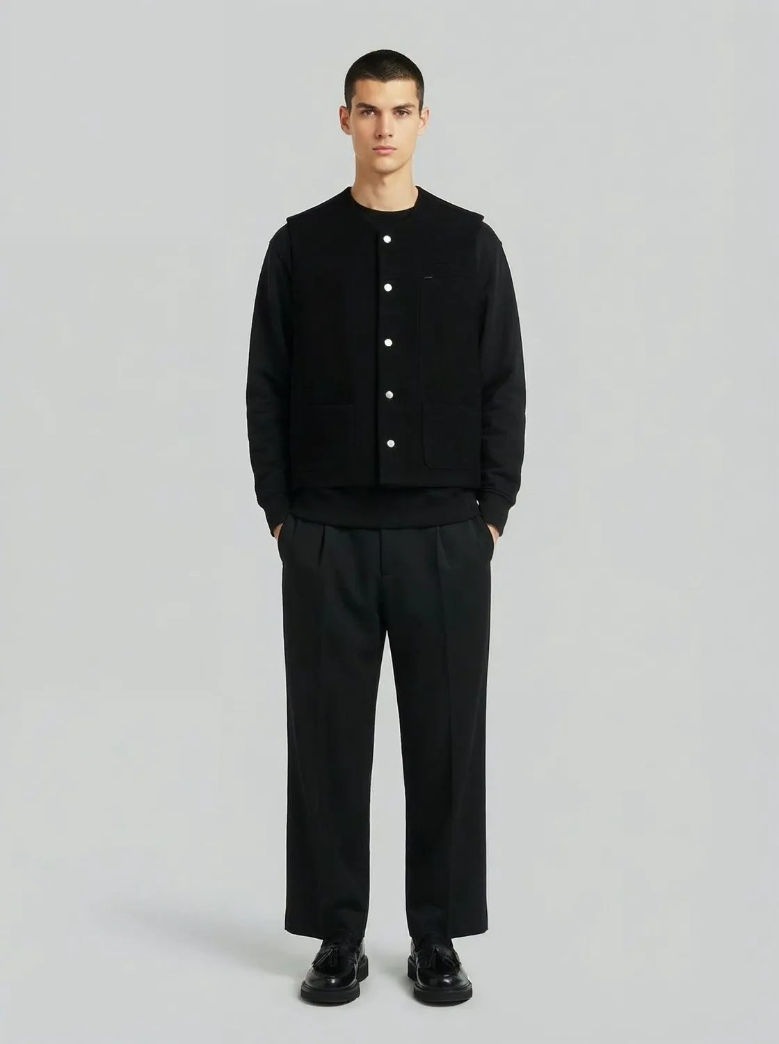 LEBRUN Veste sans manche laine noire