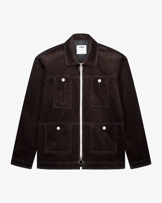 Lebrun Blouson Velours Marron Zippé Homme