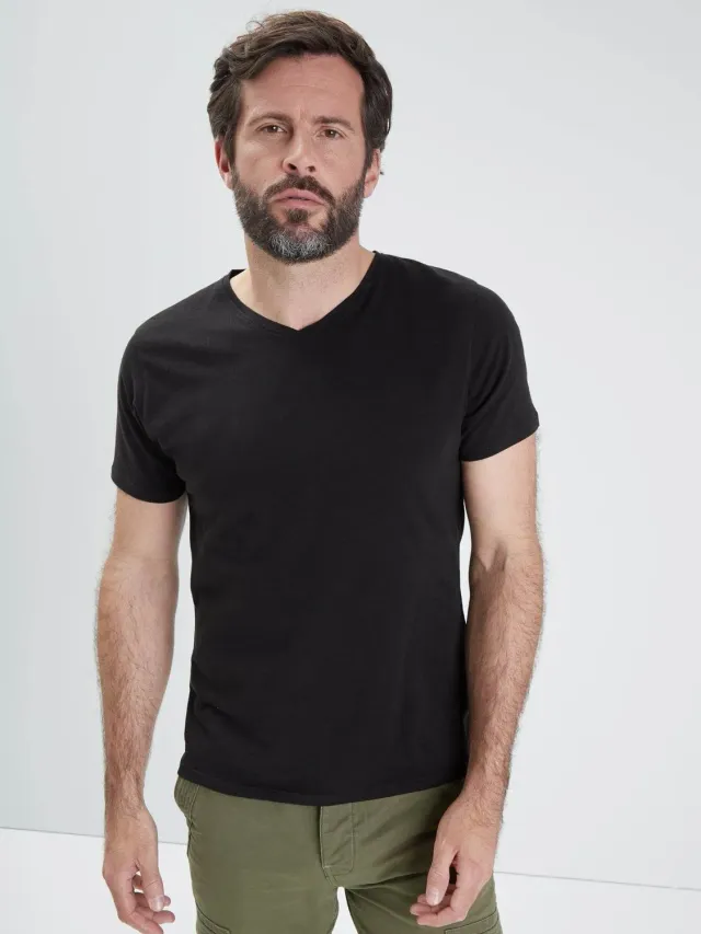 Daytona Skyray t-shirt homme noir col V basique