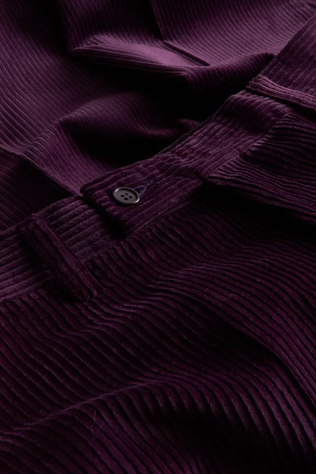 Hollington Jules pantalon velours de laine magenta coupe large
