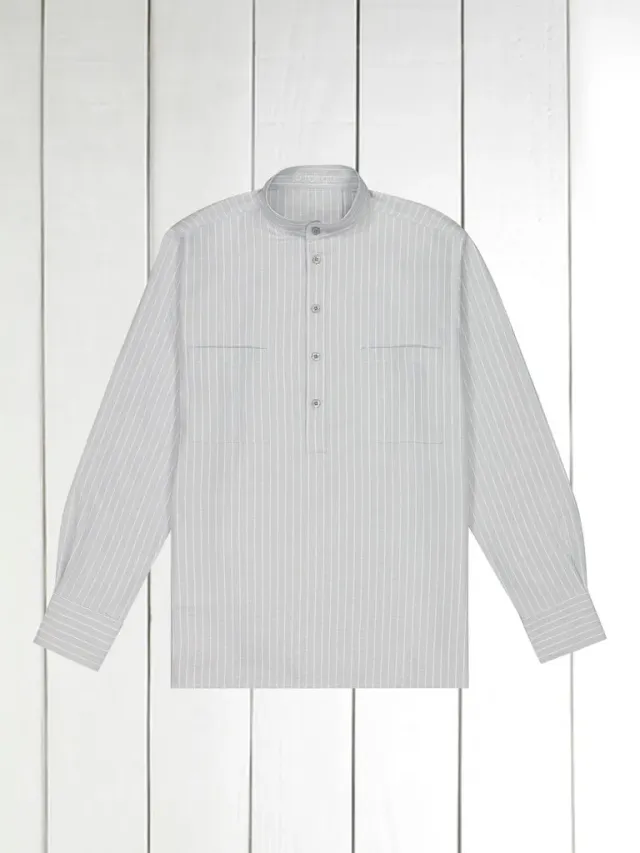 Hollington oxford chemise coton rayure tennis col mao