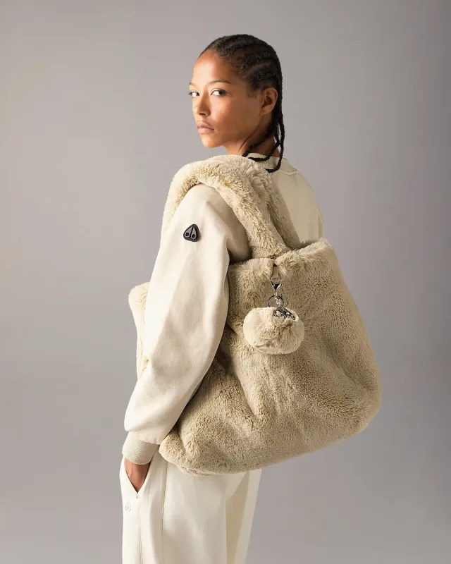 Moose Knuckles Bunny grand tote peluche beige Alabaster
