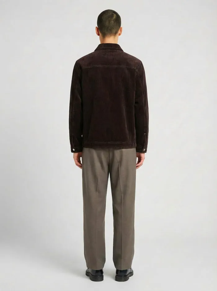 Lebrun Blouson velours côtelé marron zip coupe droite