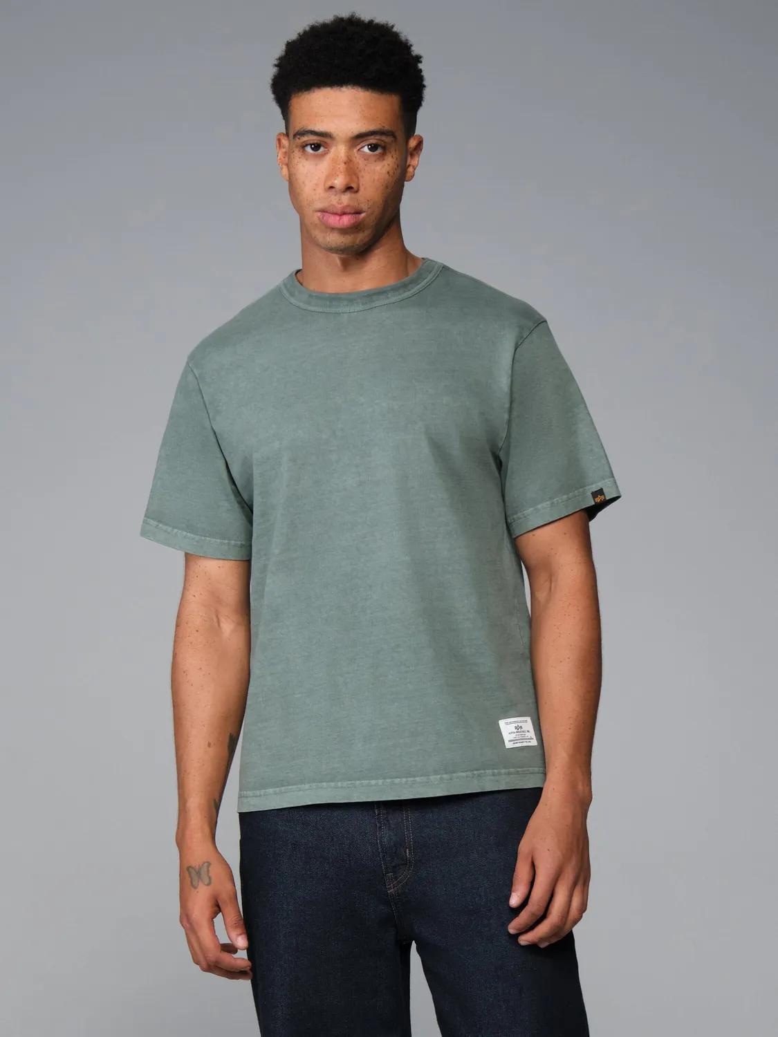 Alpha Industries Essential Battlewash t-shirt coton noir délavé