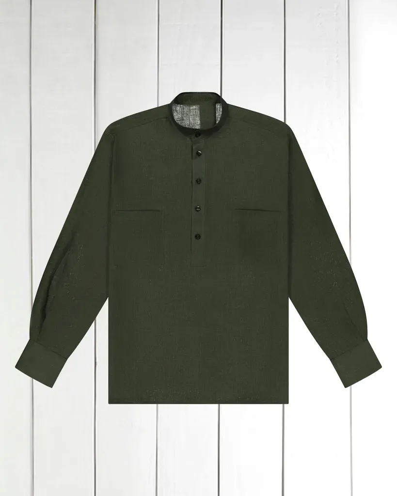 Hollington chemise col mao lin bronze-vert