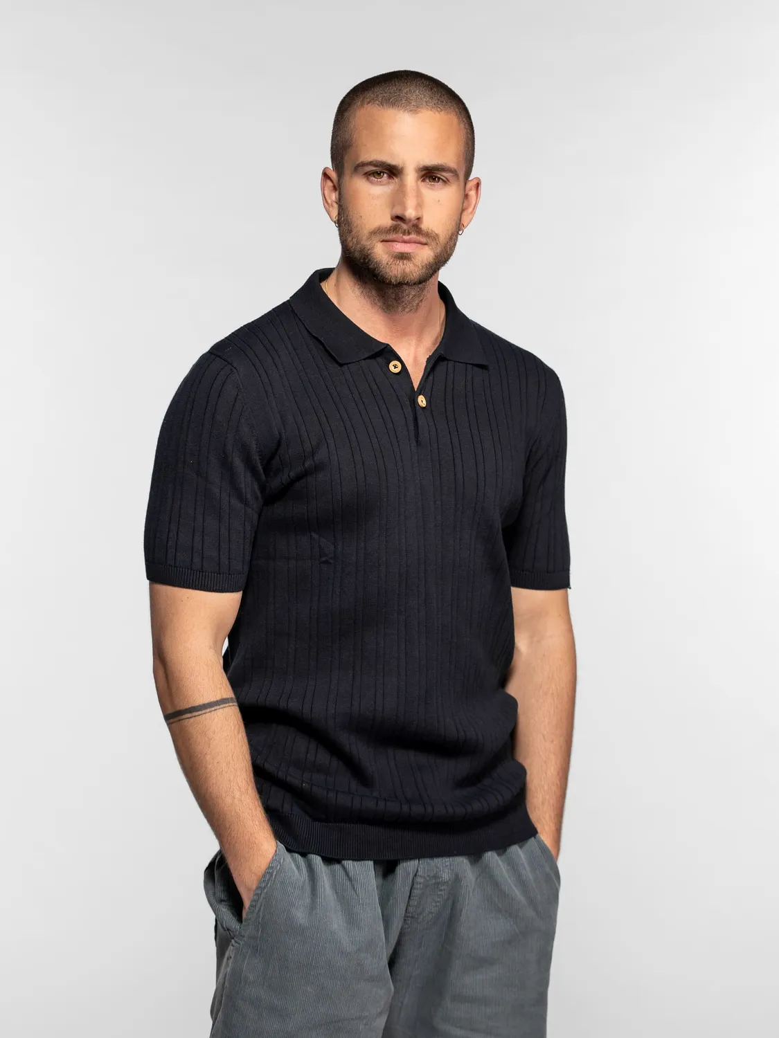 Daytona Dent polo tricot Natural côtelé