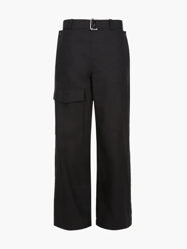 Alpha JiyongKim Double Front pantalon noir ceinture réglable