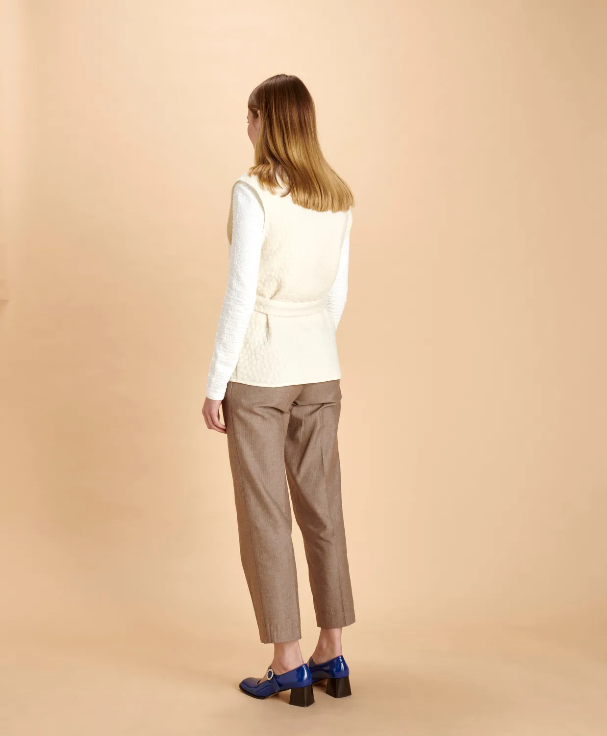 Soubacq Le Gilet Agnello gilet brocart blanc mi-saison