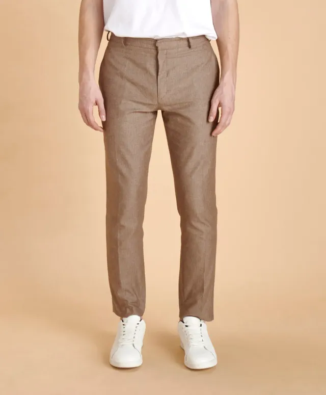 Soubacq Pantalon Linen Homme pantalon lin chevronné