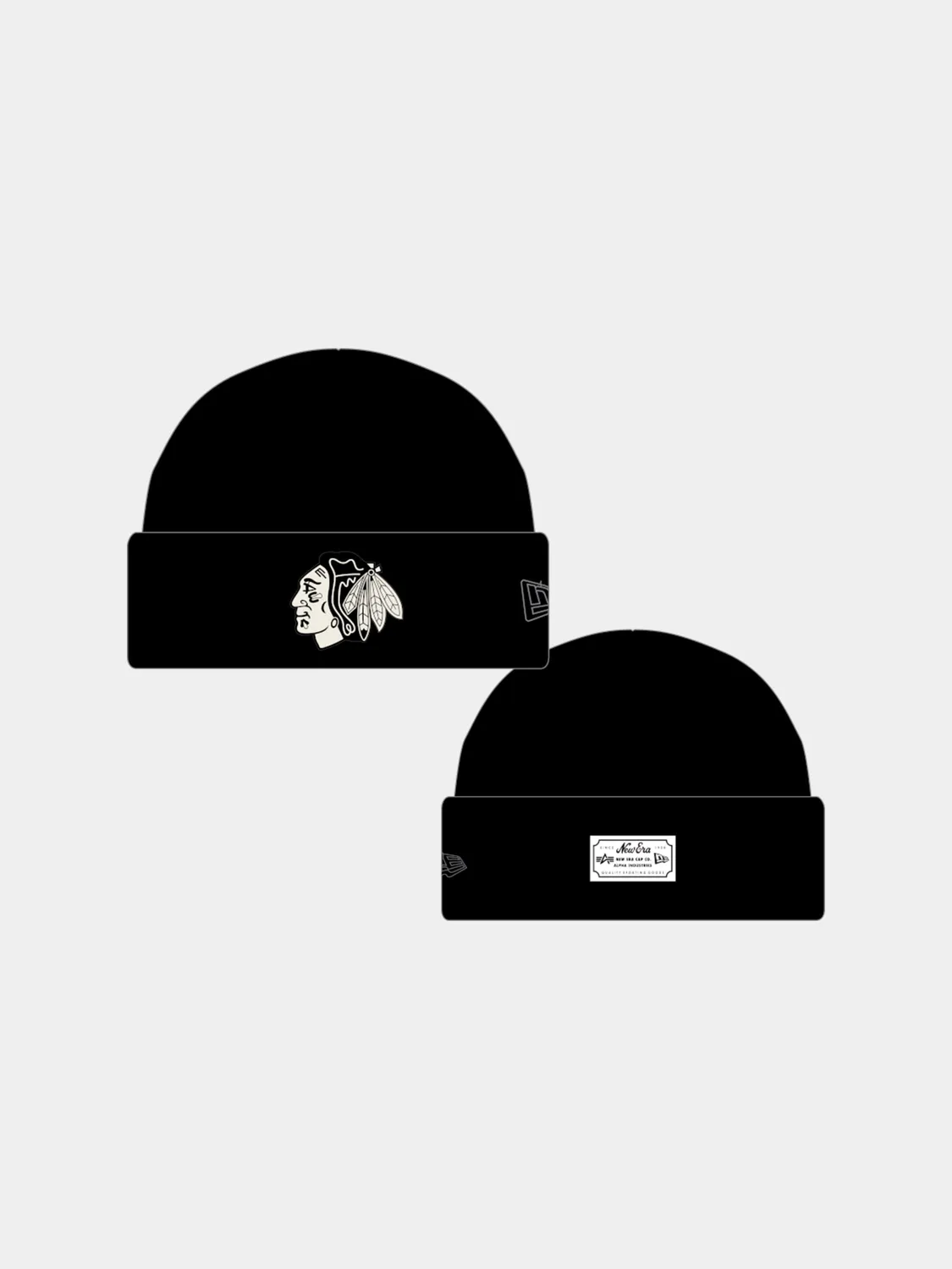 Alpha Industries Blackhawks bonnet laine mérinos noir