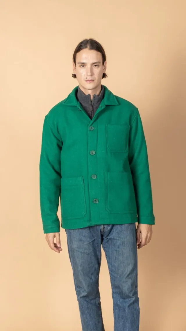 Soubacq Le Bleu Émeraude veste de travail laine verte