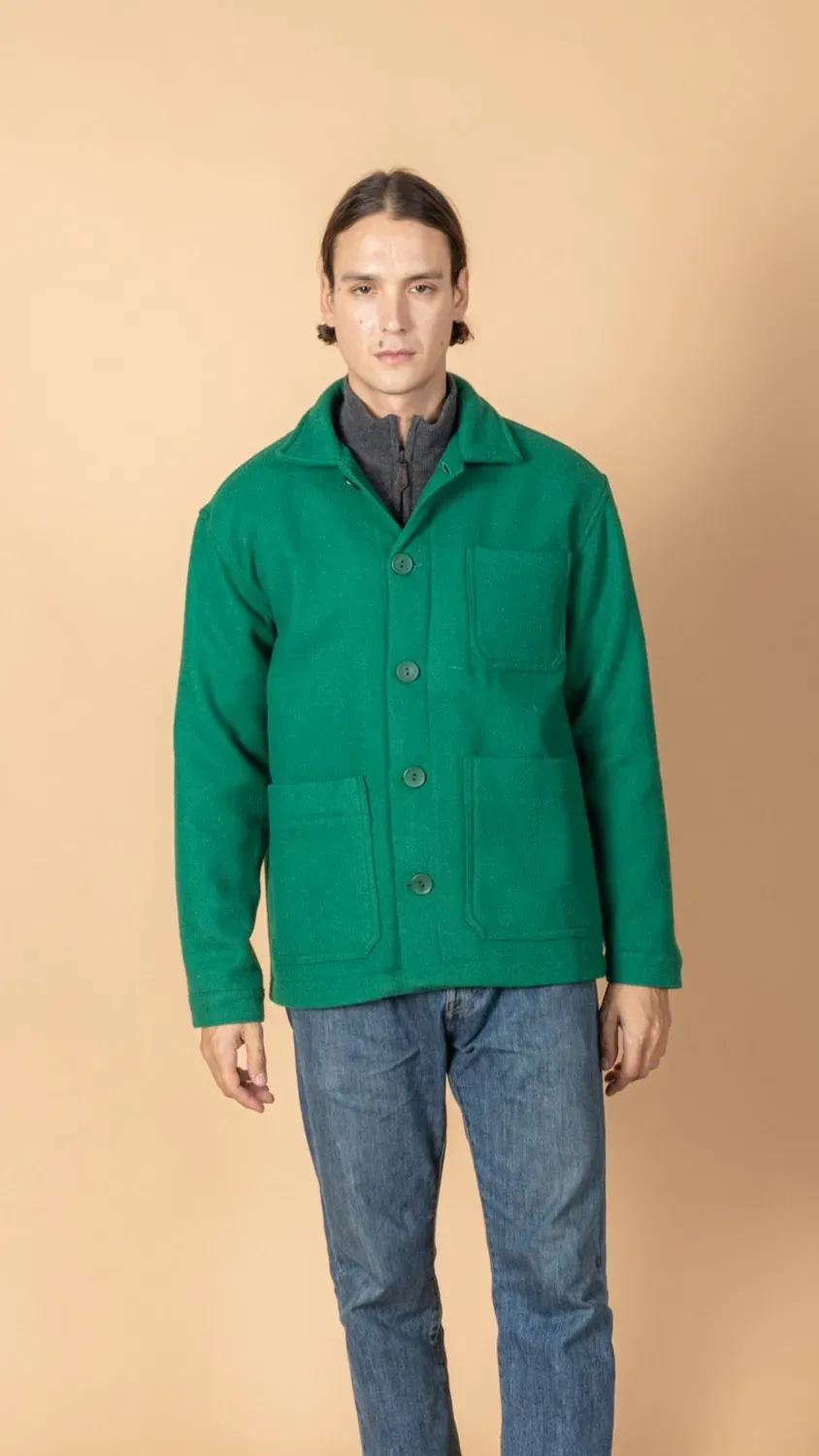 Soubacq Le Bleu Émeraude veste de travail laine verte