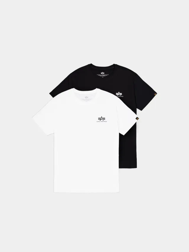 Alpha Industries Basic Small Logo t-shirt noir blanc x2