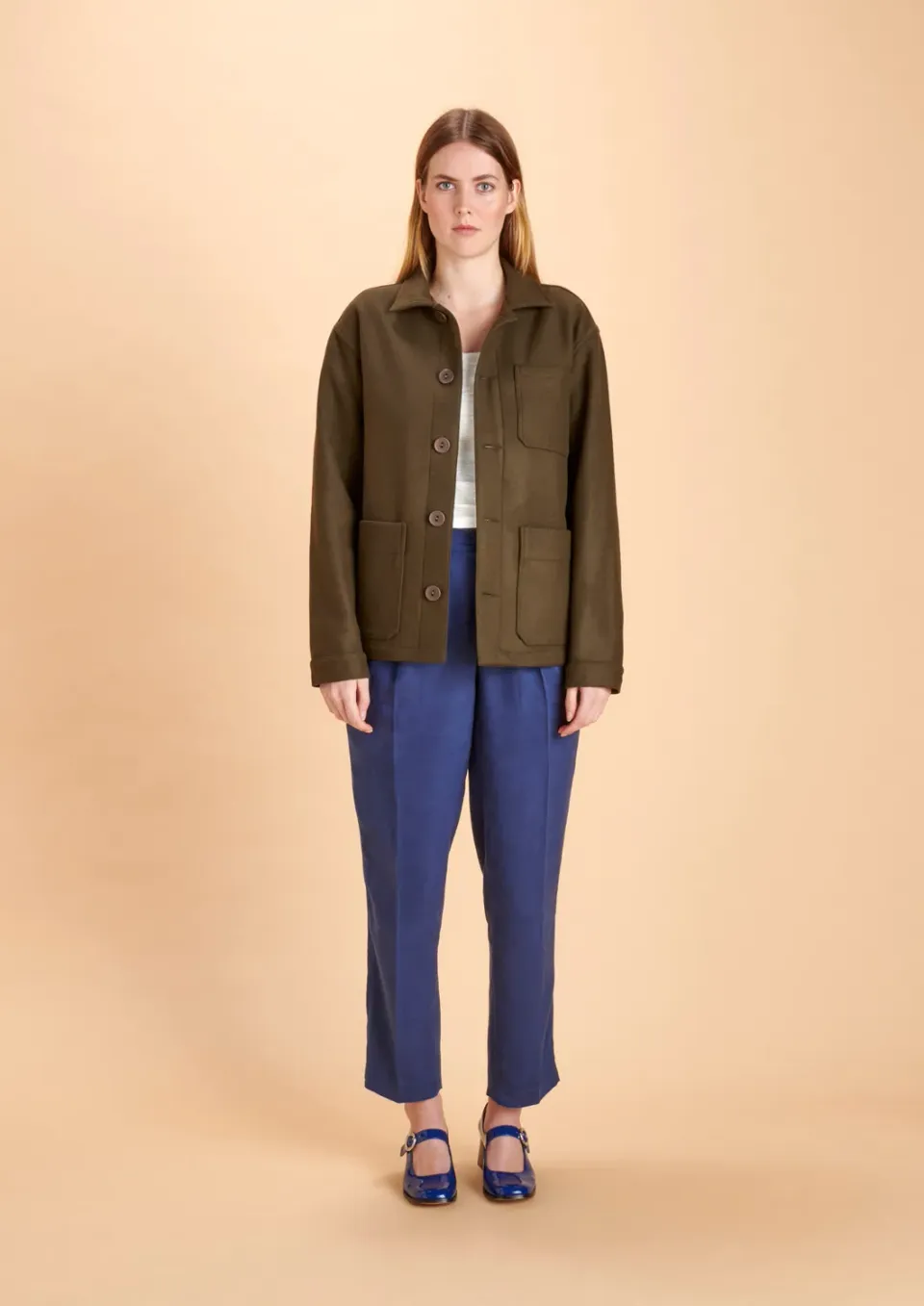 Soubacq Le Bleu Mull veste drap de laine léger