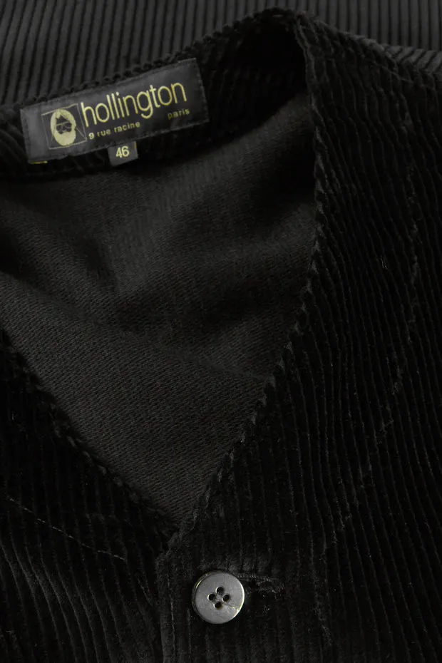 Hollington Wool-Corduroy gilet velours noir poches plaquées