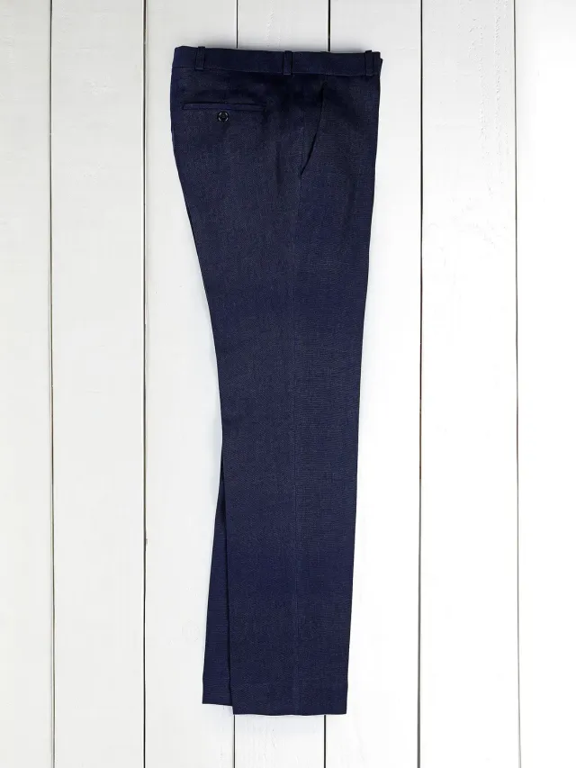 HOLLINGTON pantalon Siza coupe italienne toile lin natté marine 38
