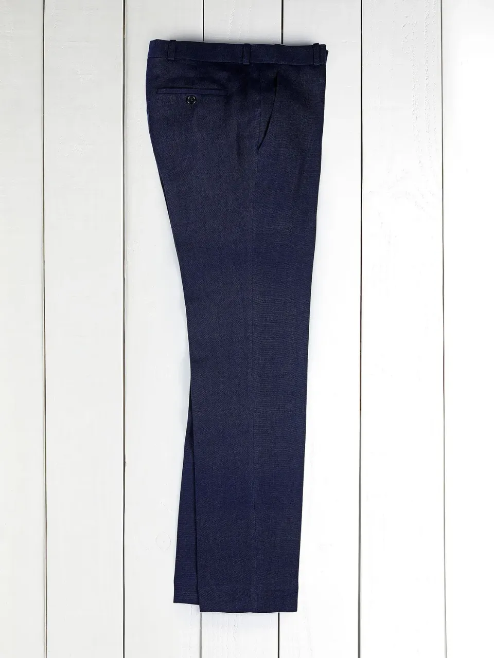 HOLLINGTON pantalon Siza coupe italienne toile lin natté marine 38