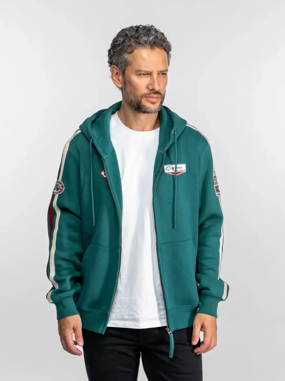 Daytona Hampton sweat capuche moto noir molleton épais