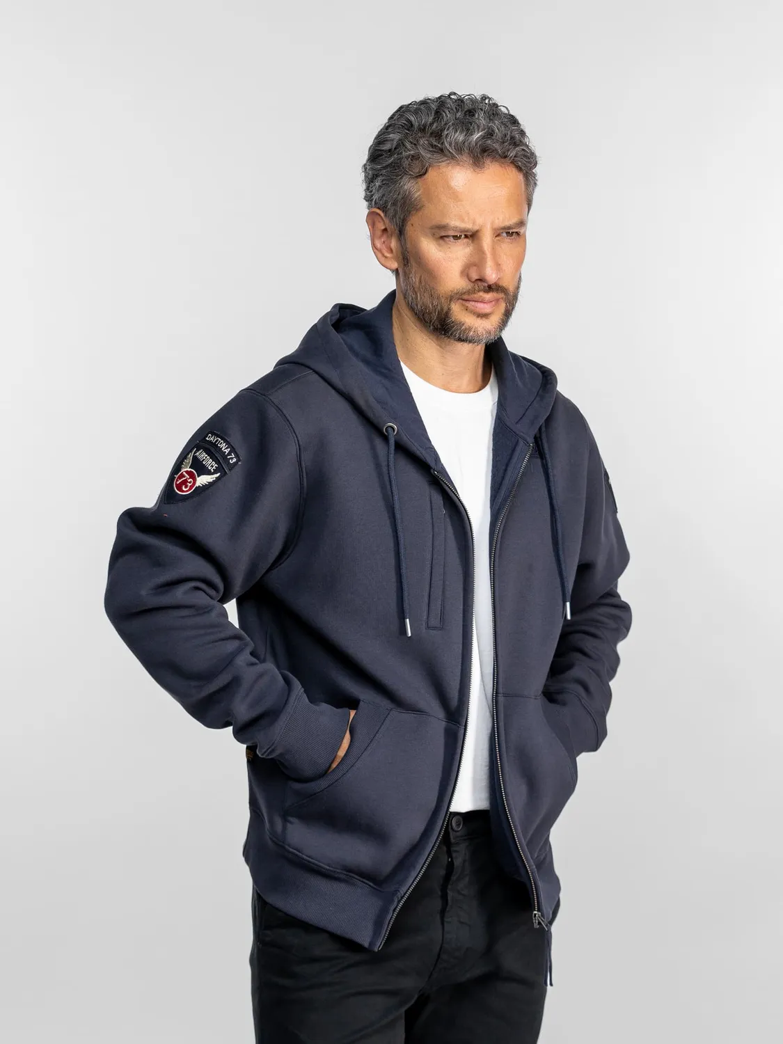 Daytona Tulman sweat capuche zip Kaki coton brossé