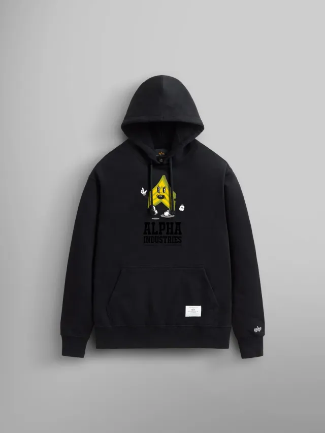 Alpha Industries Badge Hoodie Sweat Capuche Noir Coton