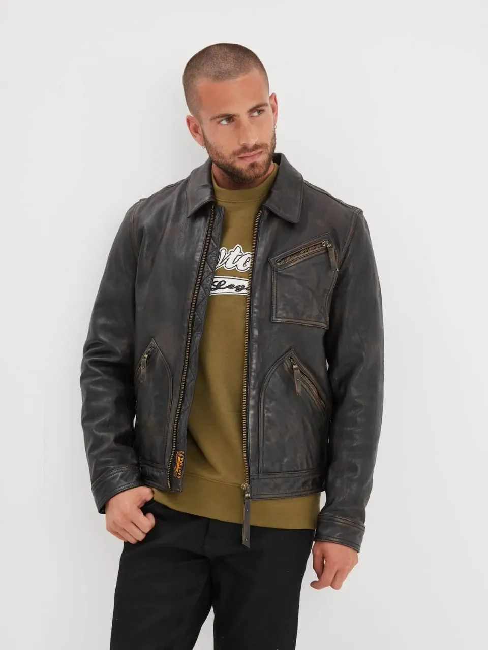 DAYTONA Lovel blouson cuir homme noir agneau vintage