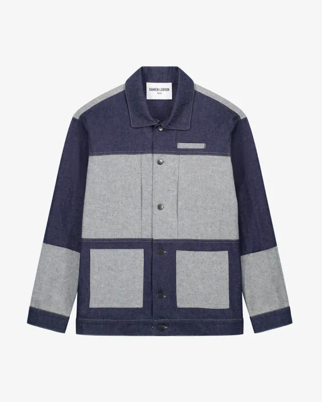LEBRUN Worker Bleu Veste Coton Automne Hiver