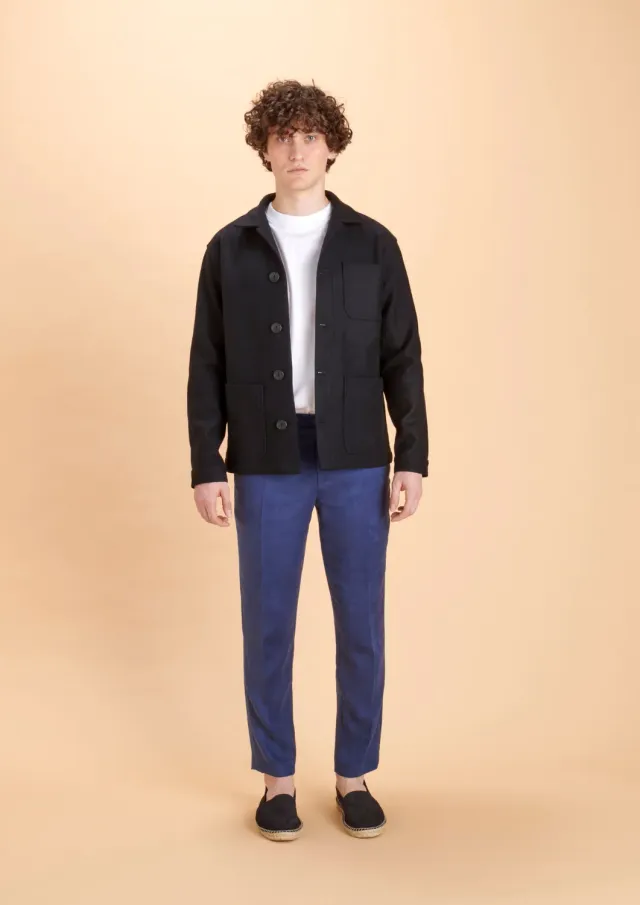 Soubacq Le Bleu Carino veste de travail laine cachemire