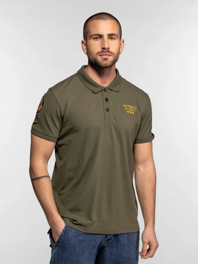 Daytona Fonck polo militaire coton army green brodé