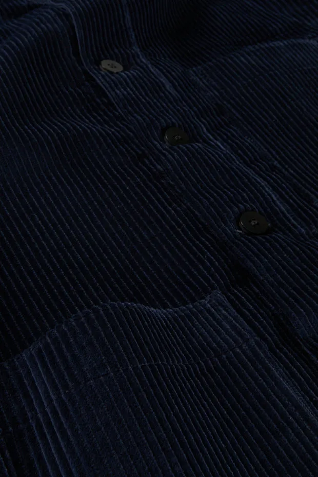 Hollington gilet velours laine bleu marine poches