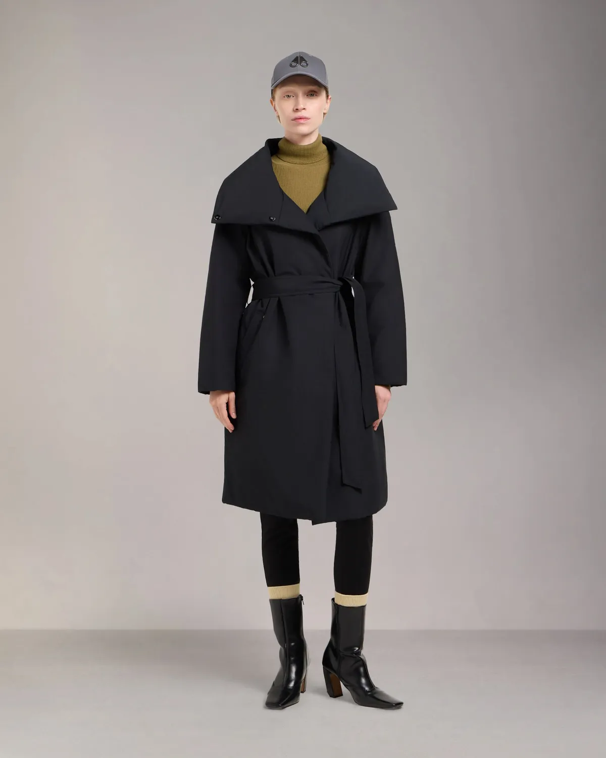 Moose Knuckles Lonsdale Long Wrap manteau ceinture noir