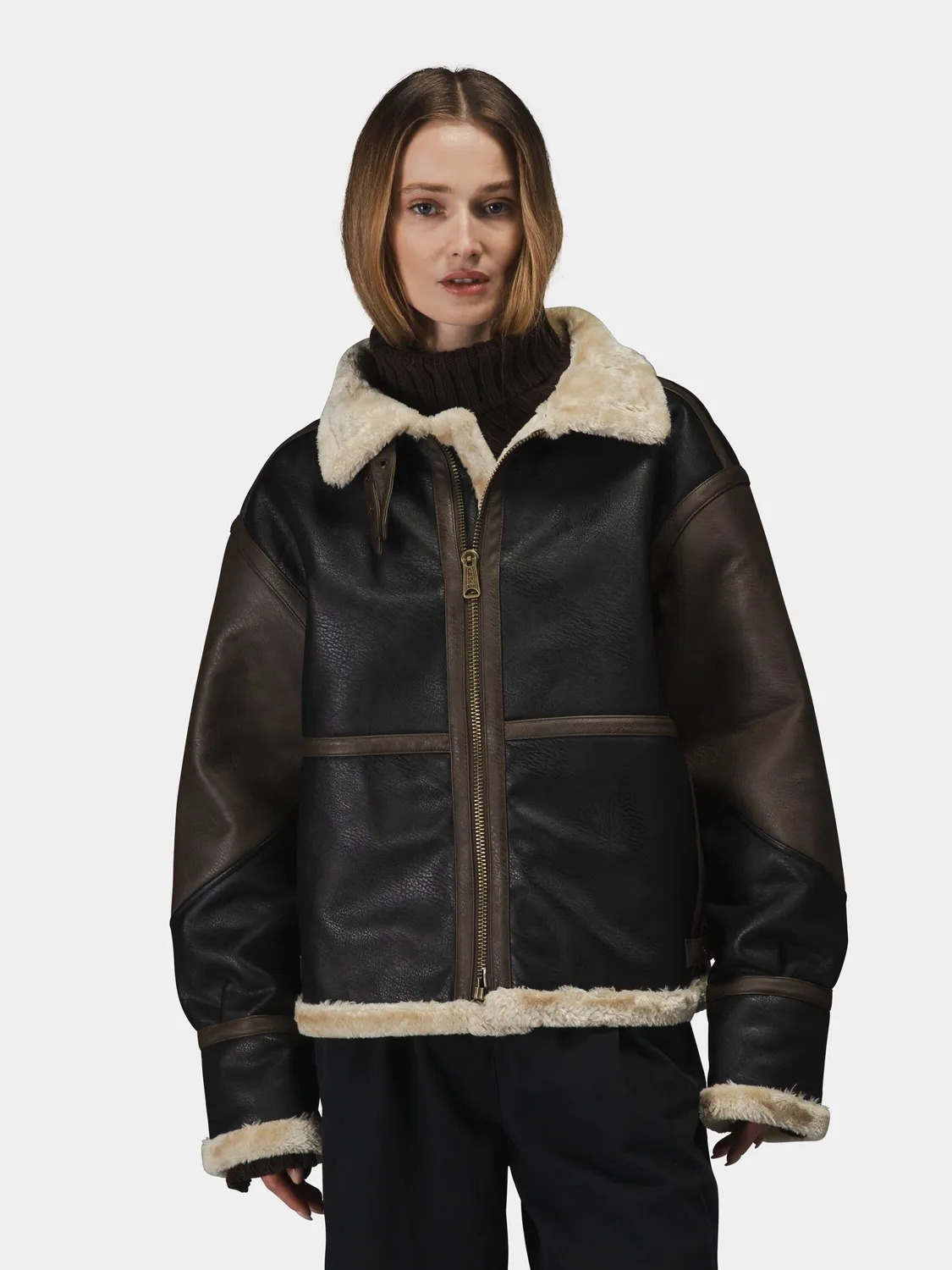 Alpha Industries B-3 Mod blouson simili cuir marron sherpa