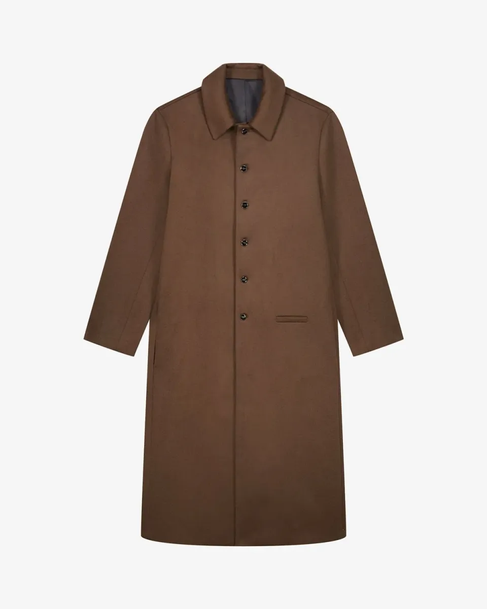 Lebrun Manteau Long Brun Laine Cachemire Homme