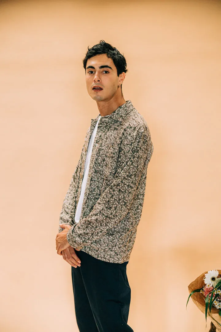Soubacq Bleu Fiori veste lin fleurs